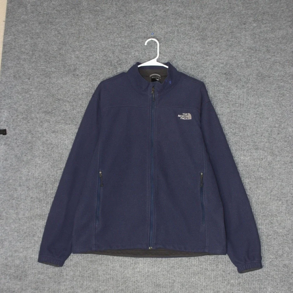 The North Face Fleece Jacket Mens L Blue Full Zip Mock Neck Outdoor Gorpcore